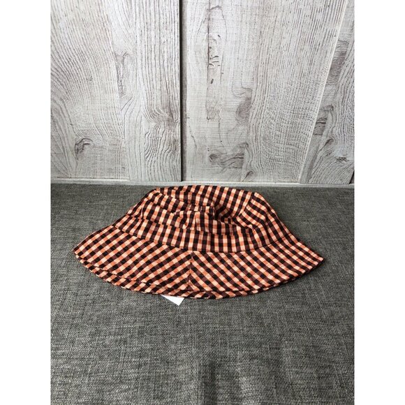 Adult Culture Fly Dark Orange Burgundy Black Checkered Bucket Hat One Size - Picture 3 of 3